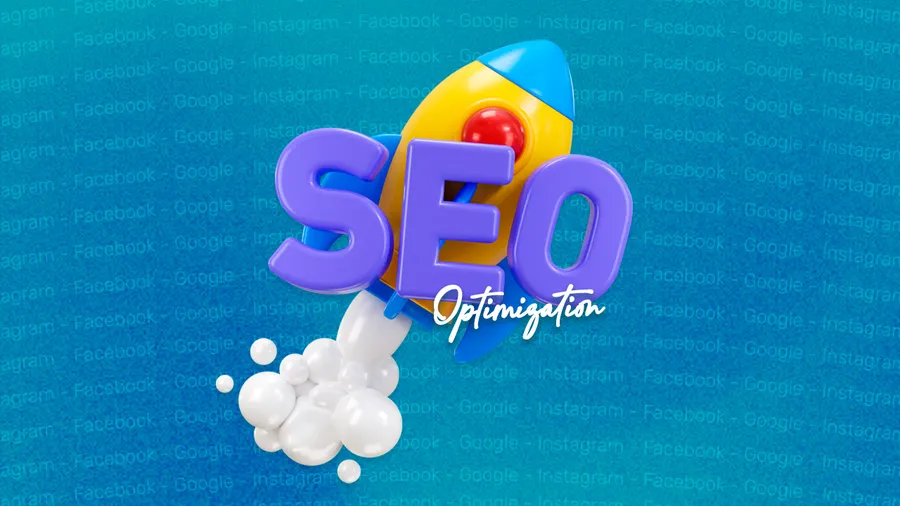 The word "SEO" in big letters representing the blog post's optimization tips.