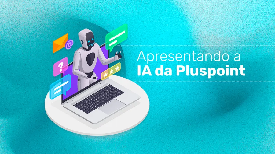 Ilustração de auxiliar de IA, mostrando a assistência do Pluspoint como eficiente e inovadora.