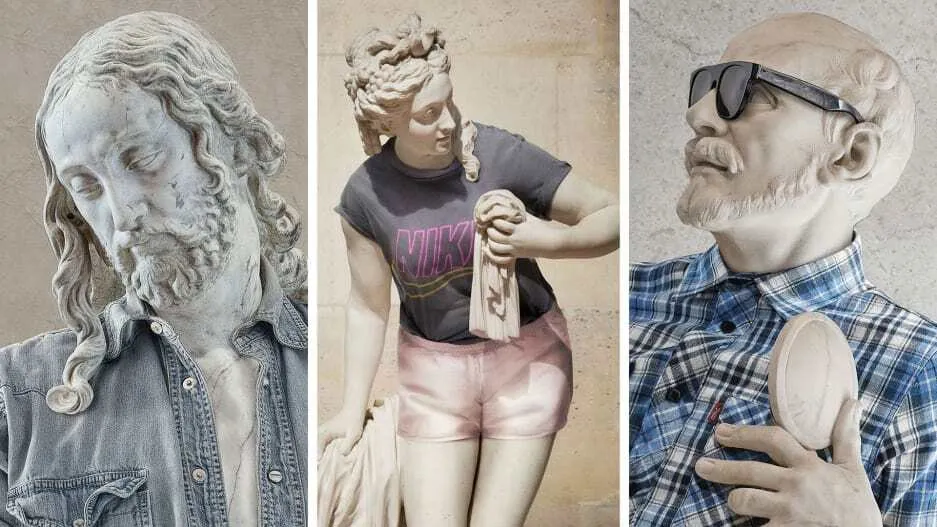 Ejemplos de piezas de arte conocidas presentadas desde una perspectiva inusual